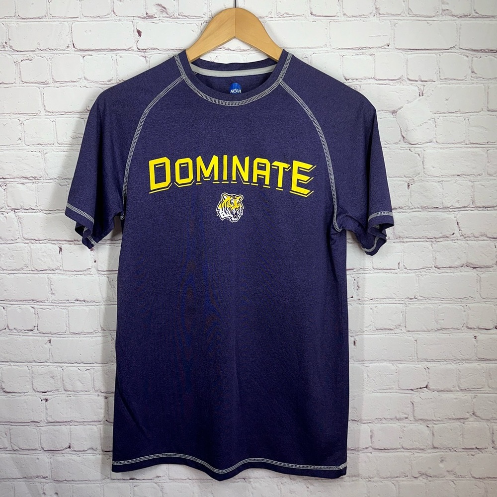 NCAA Men's LSU Short Sleeve Athletic Top Sze Small Colors: Purple Gold and White